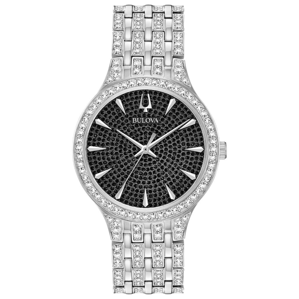 Bulova Phantom Mens Crystal Bul Quartz Silver Stainless Steel Watch